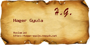 Hager Gyula névjegykártya